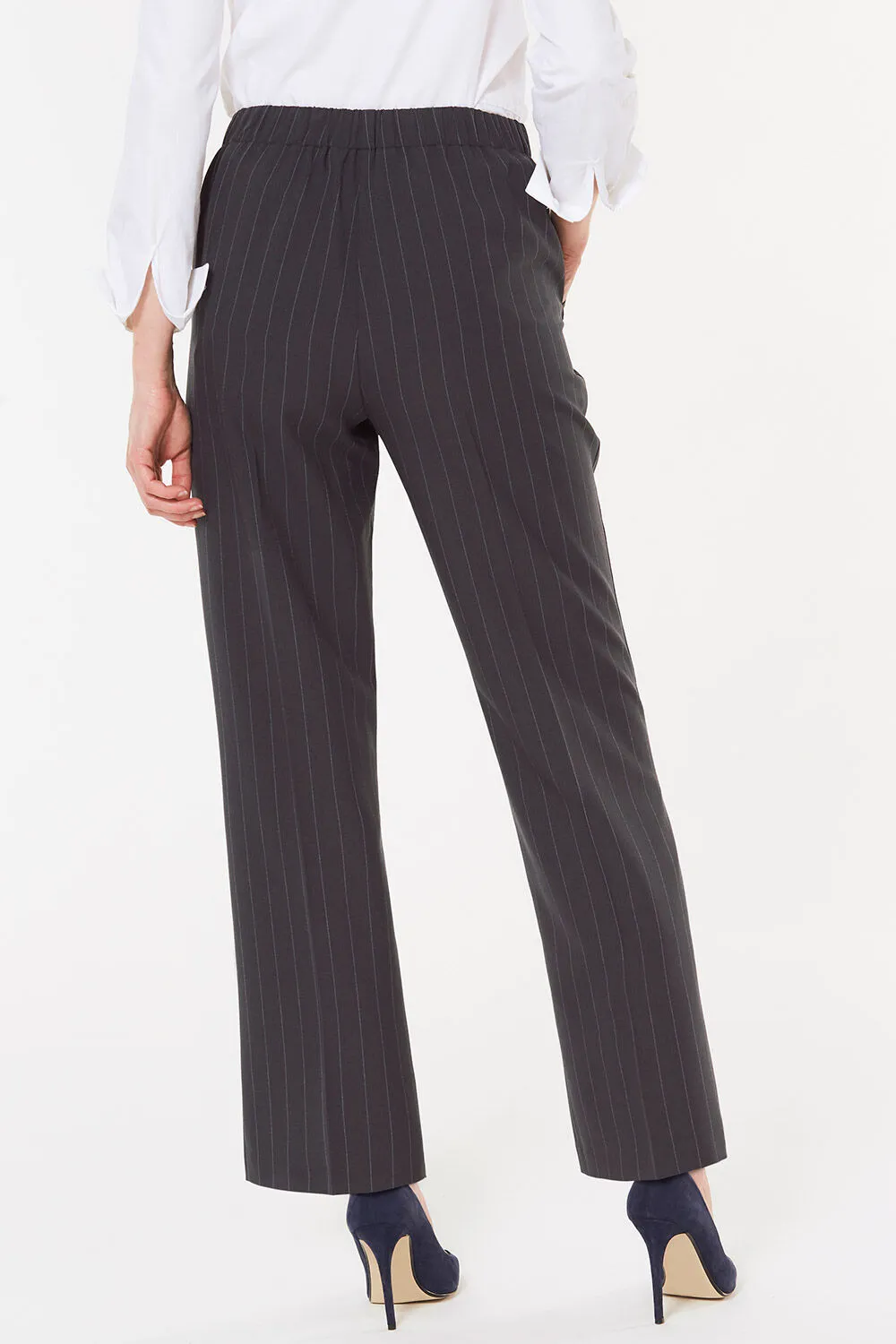 Elasticated Straight Leg Stripe Pull On Trousers