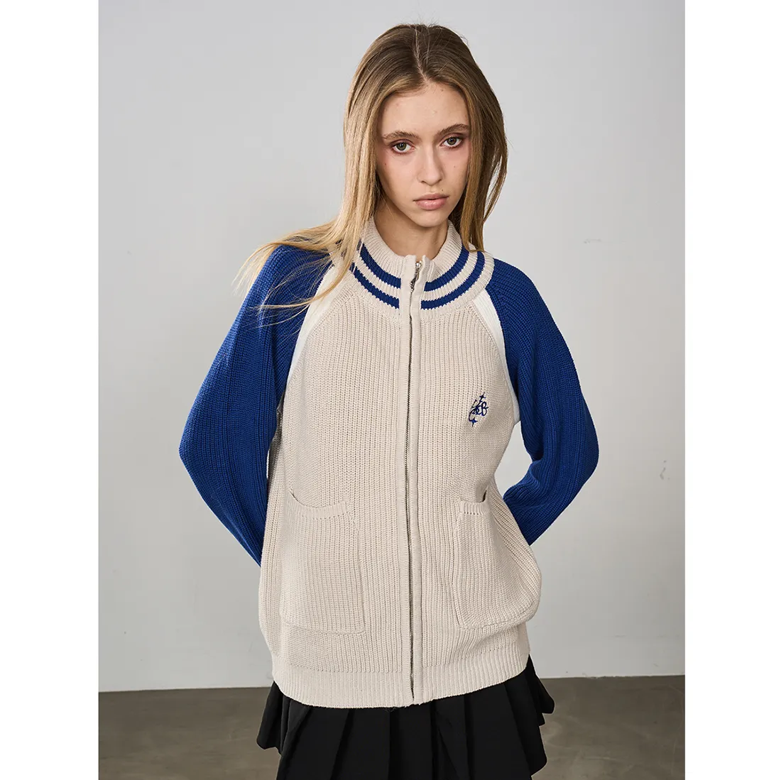 Street Style Cotton Cardigans with Long Sleeves and Logo Design