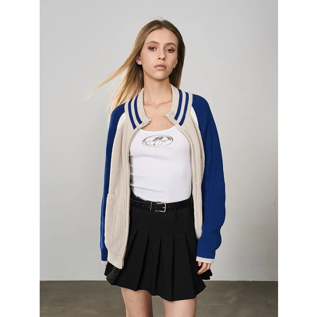 Street Style Cotton Cardigans with Long Sleeves and Logo Design