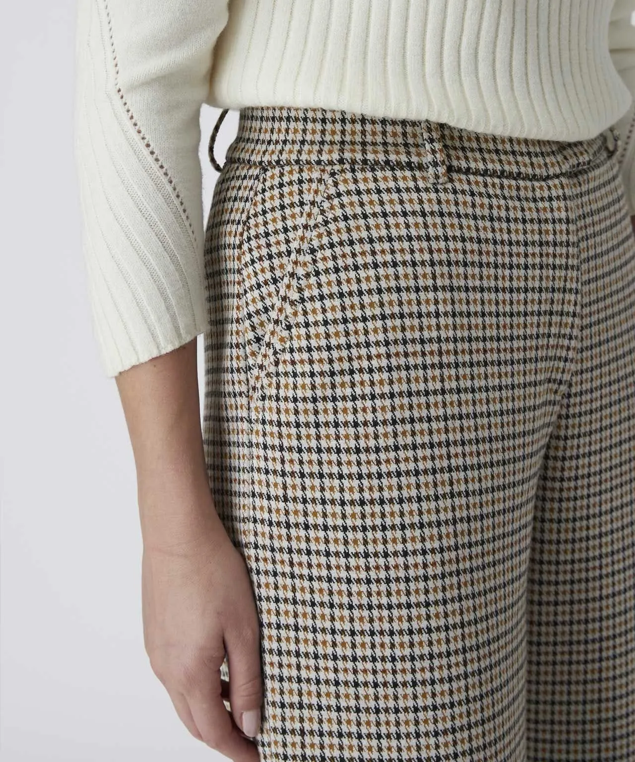 Stretchy Wide-leg Check Pants