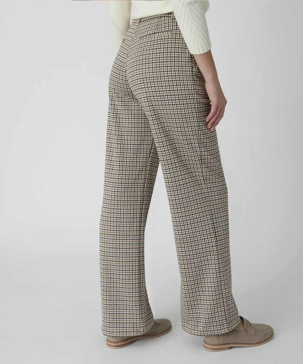 Stretchy Wide-leg Check Pants