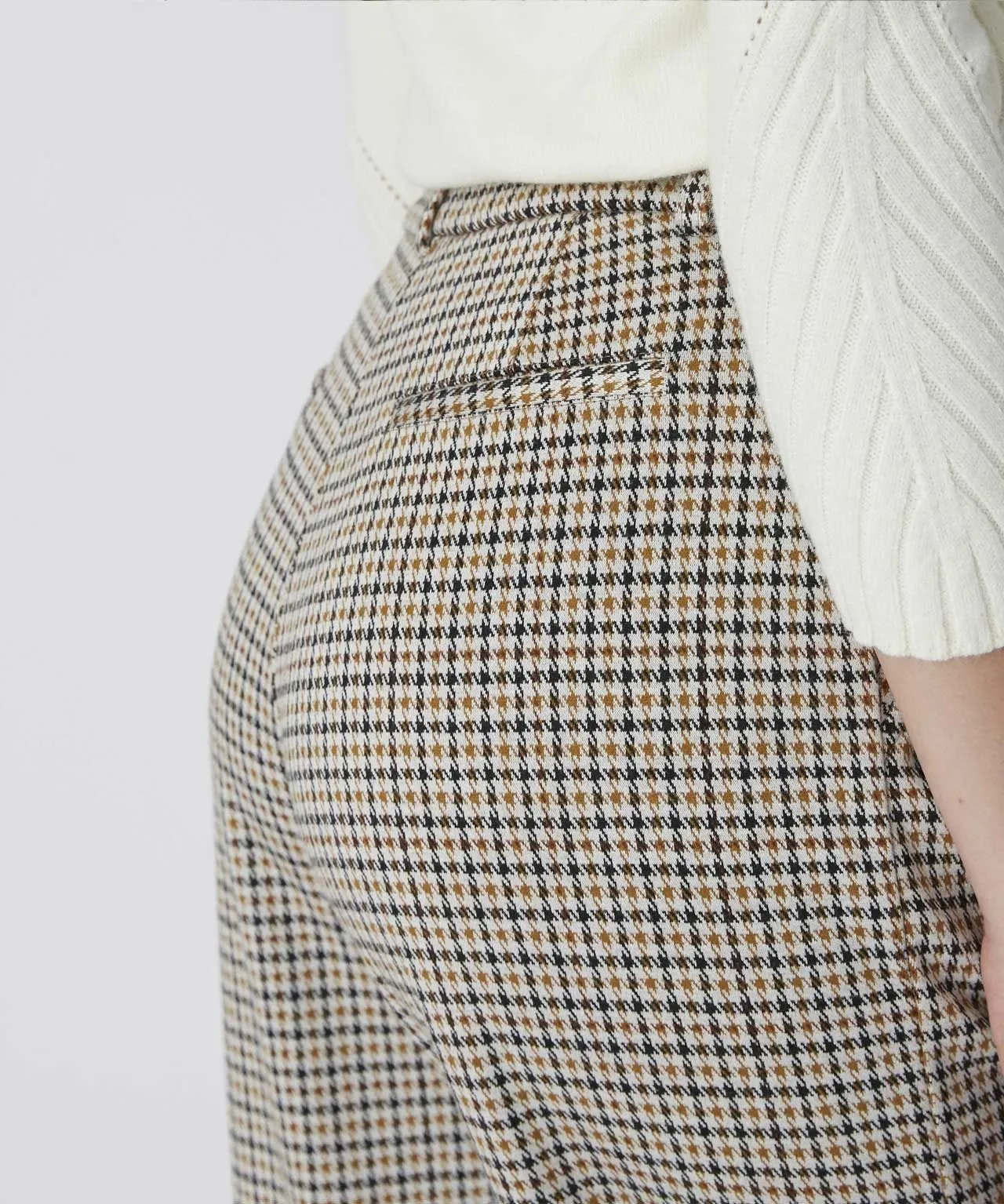 Stretchy Wide-leg Check Pants