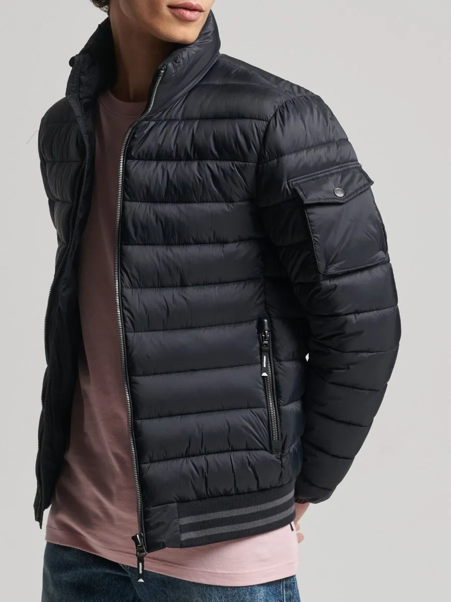 Black Superdry Bomber Fuji Puffer Jacket