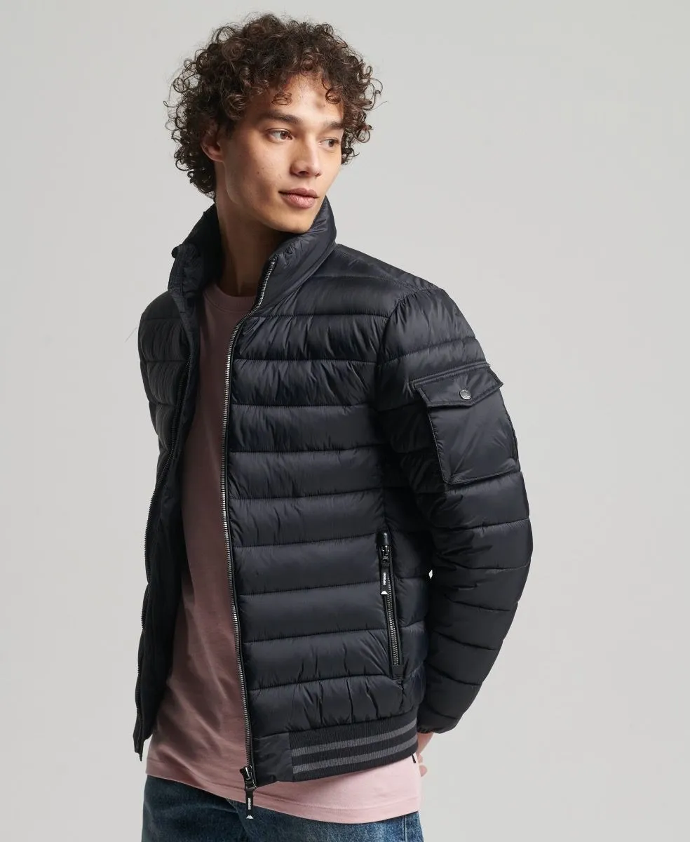 Black Superdry Bomber Fuji Puffer Jacket