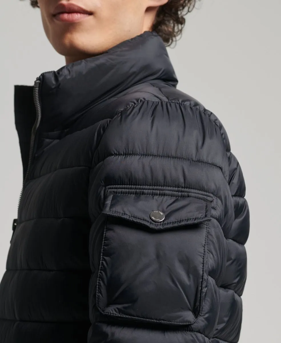 Black Superdry Bomber Fuji Puffer Jacket