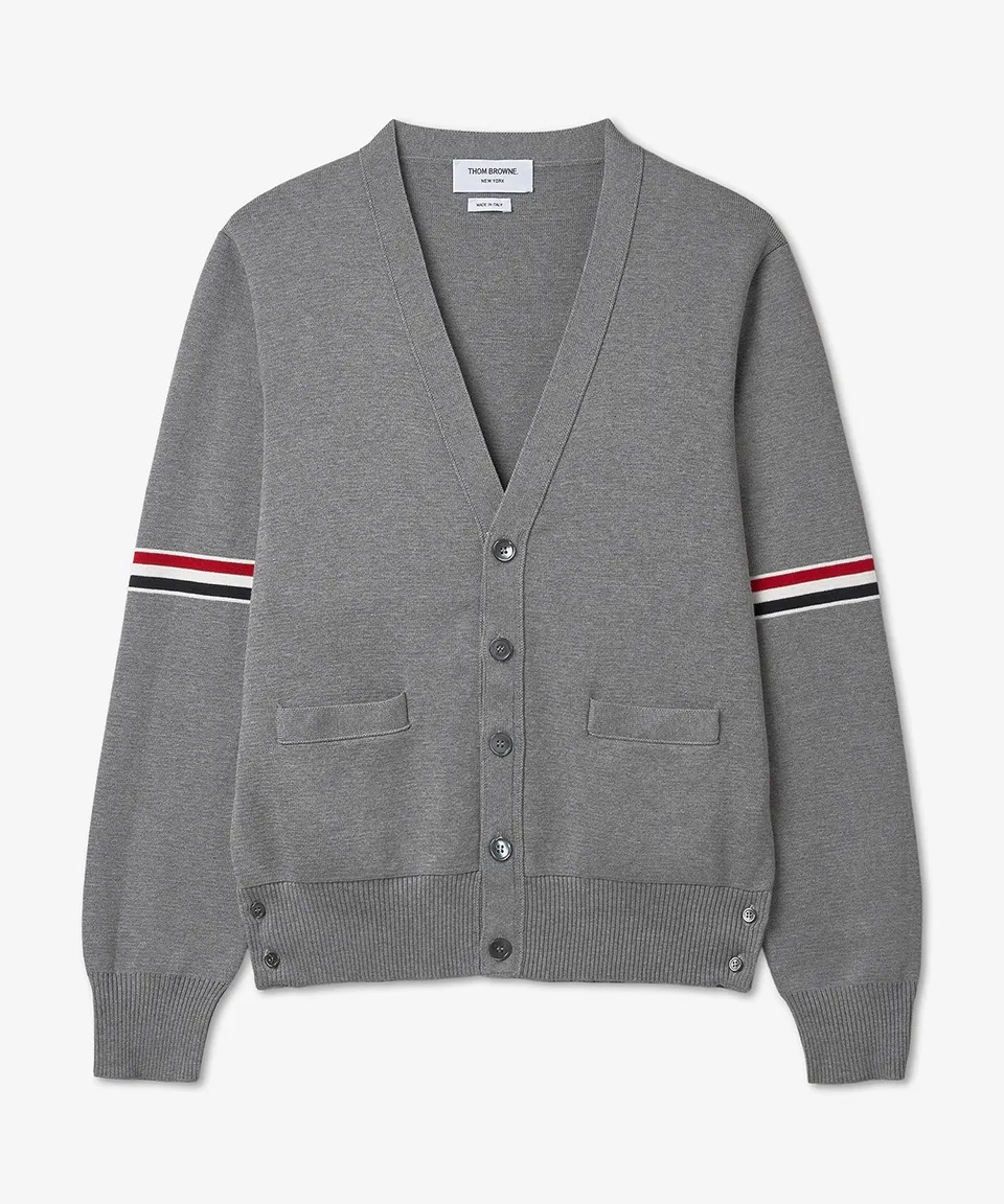 Thom Browne Striped Street Style Cardigans with Plain Logo for Designers