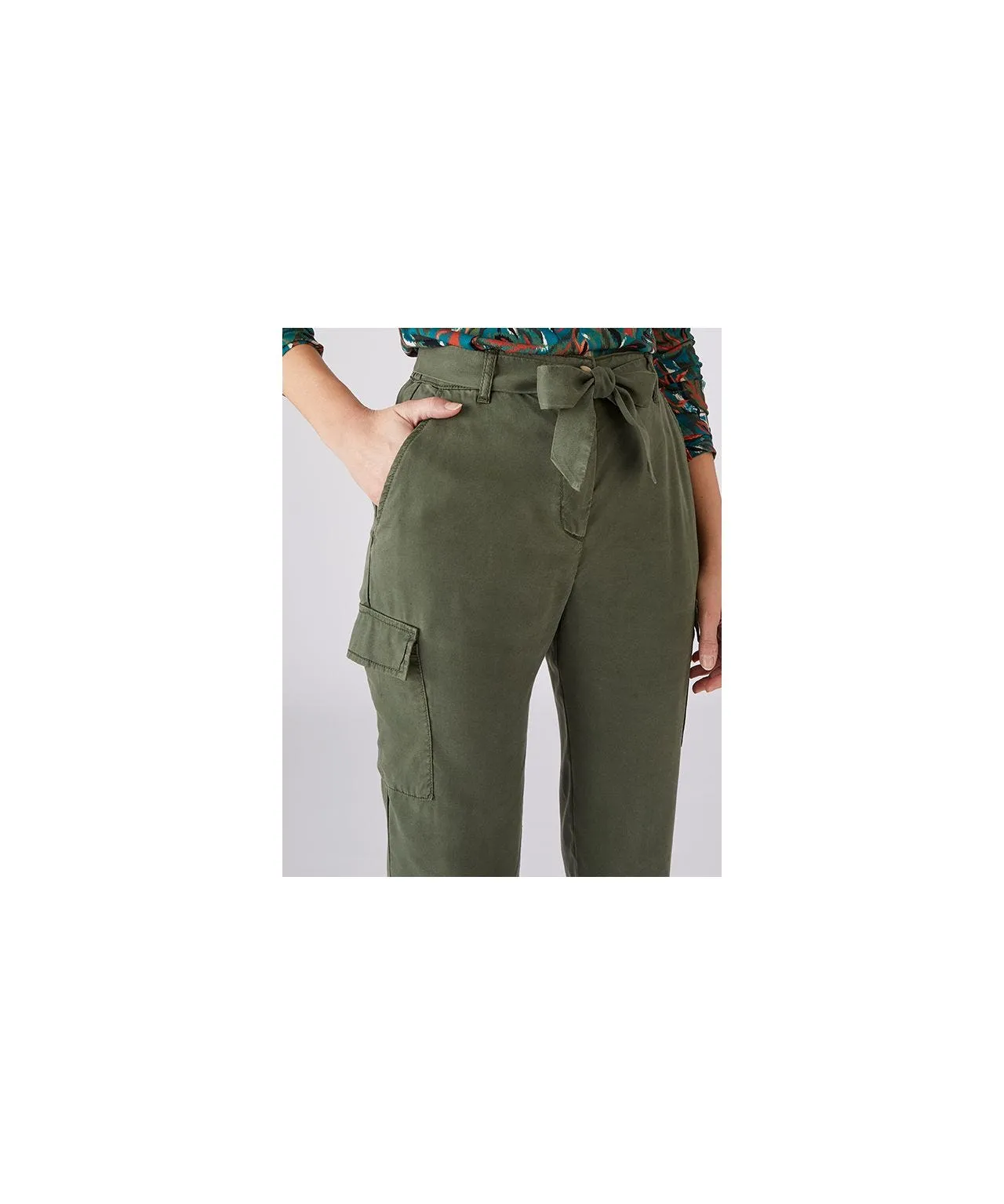 Cargo Trousers with Tie Waist Detail