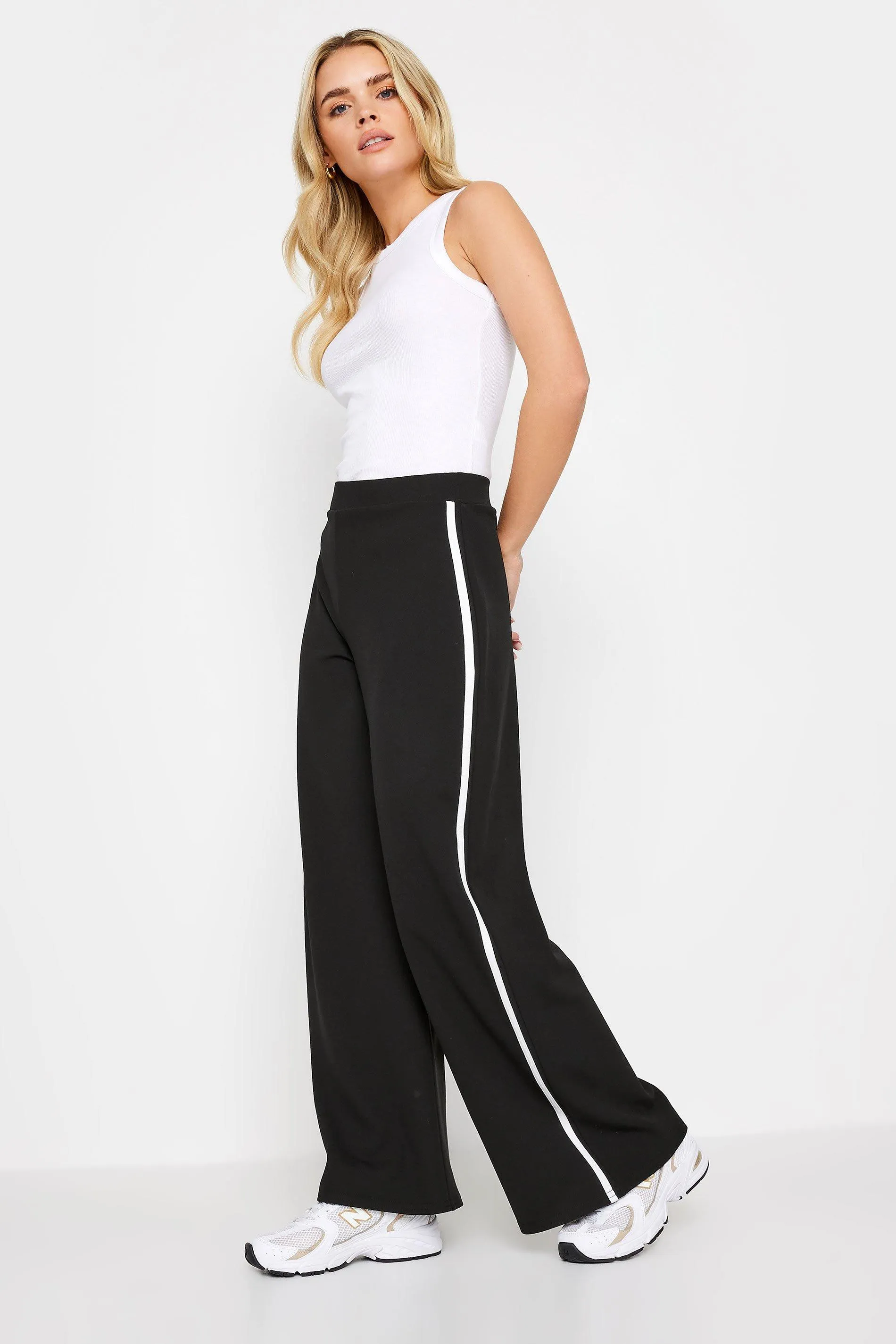 Petite Side Stripe Wide Leg Trousers by PixieGirl