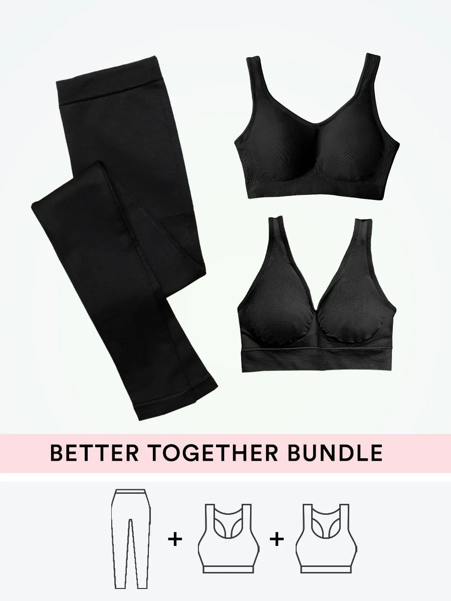 Truekind and Shapermint Essentials Bundle - 1 Shaping Bra, 1 Bralette, 1 High-Waisted Shaping Leggings