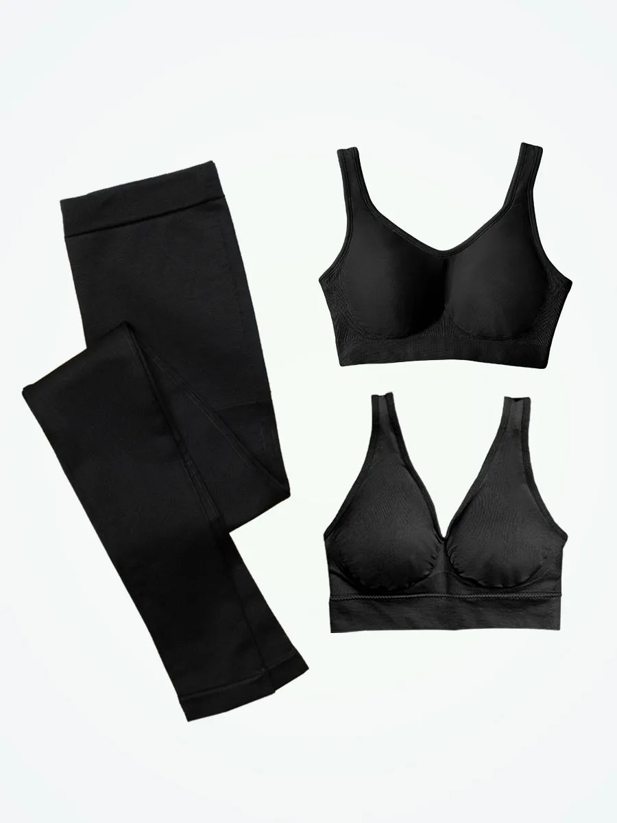 Truekind and Shapermint Essentials Bundle - 1 Shaping Bra, 1 Bralette, 1 High-Waisted Shaping Leggings