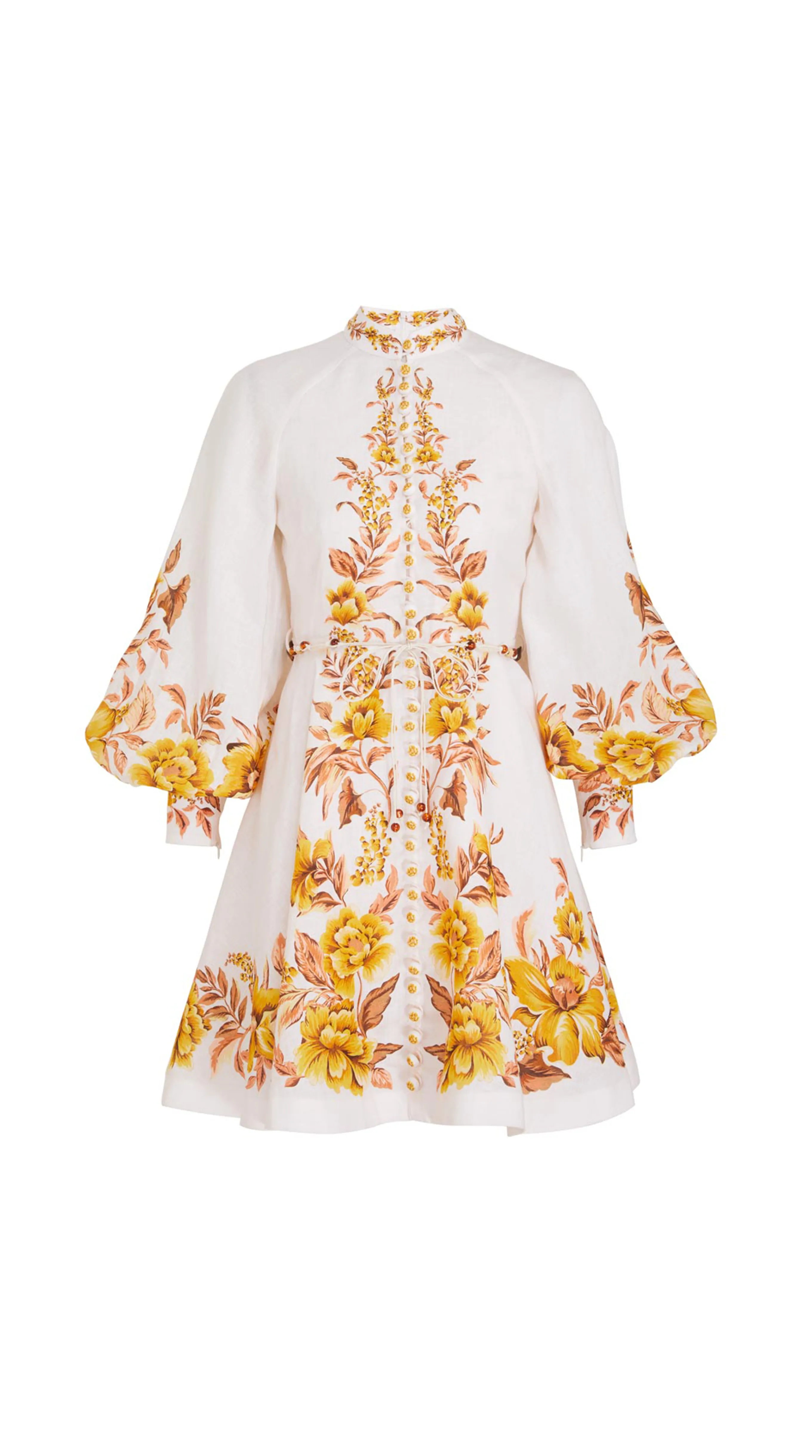 Golden Floral Vacay Button Up Mini Dress