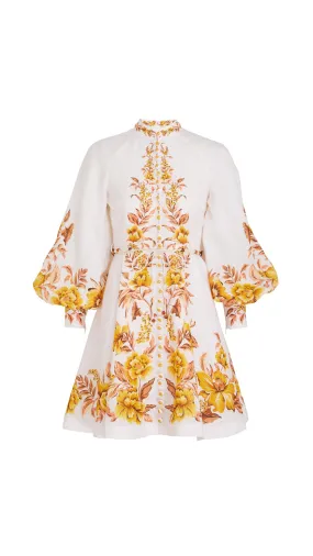 Golden Floral Vacay Button Up Mini Dress