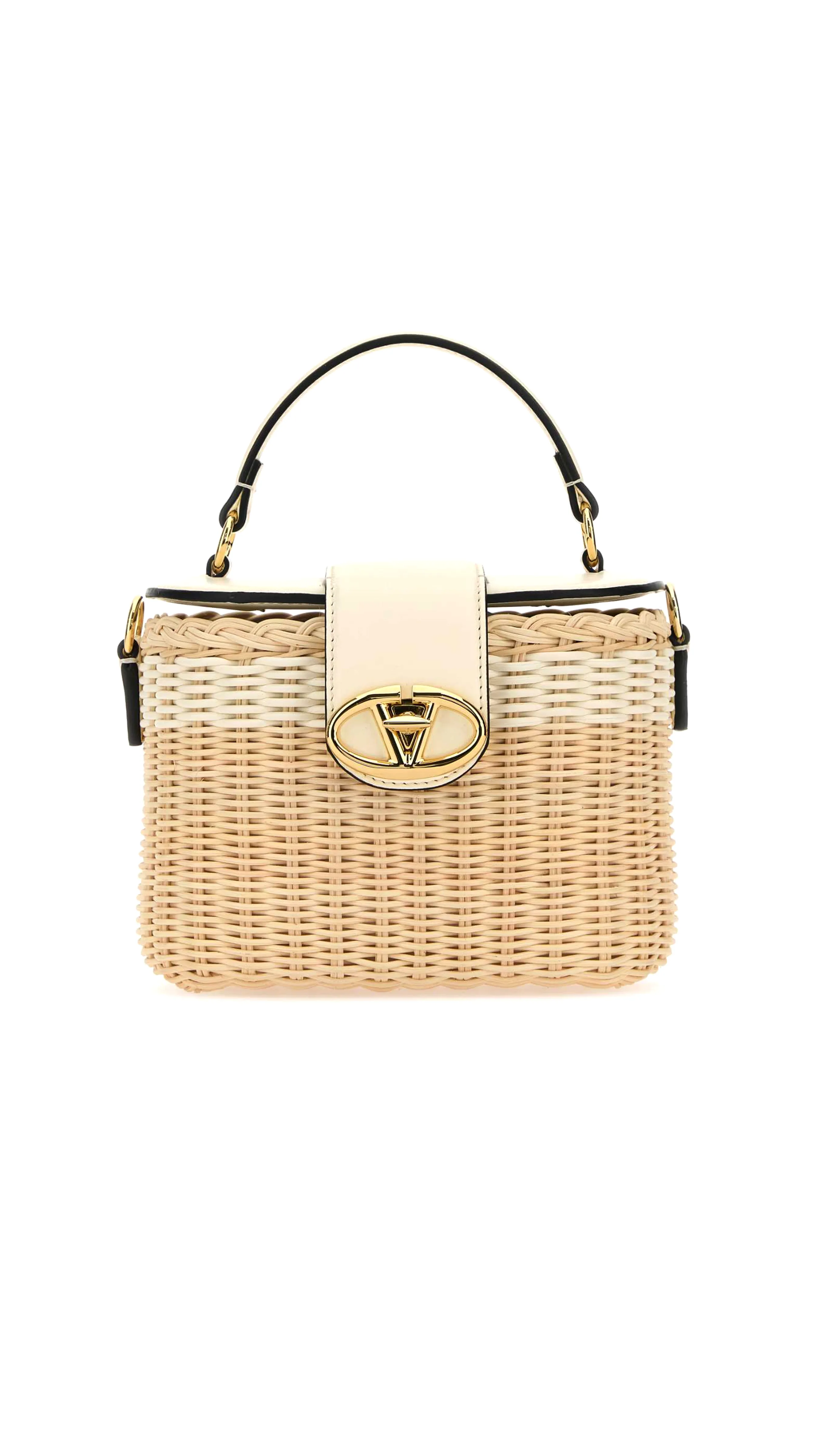 Valentino VLogo Makeup Case Bag in Raffia