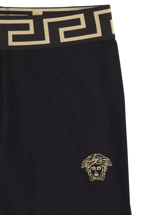 Versace Embroidered Cotton Jersey Leggings