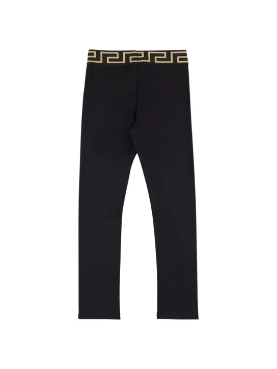 Versace Embroidered Cotton Jersey Leggings