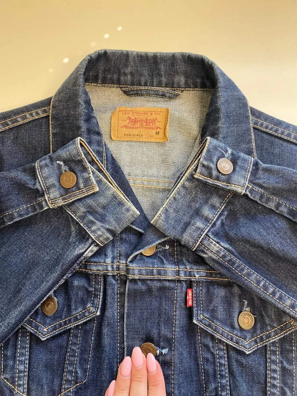 Girls Dark Blue Vintage Levis Denim Jacket - Small