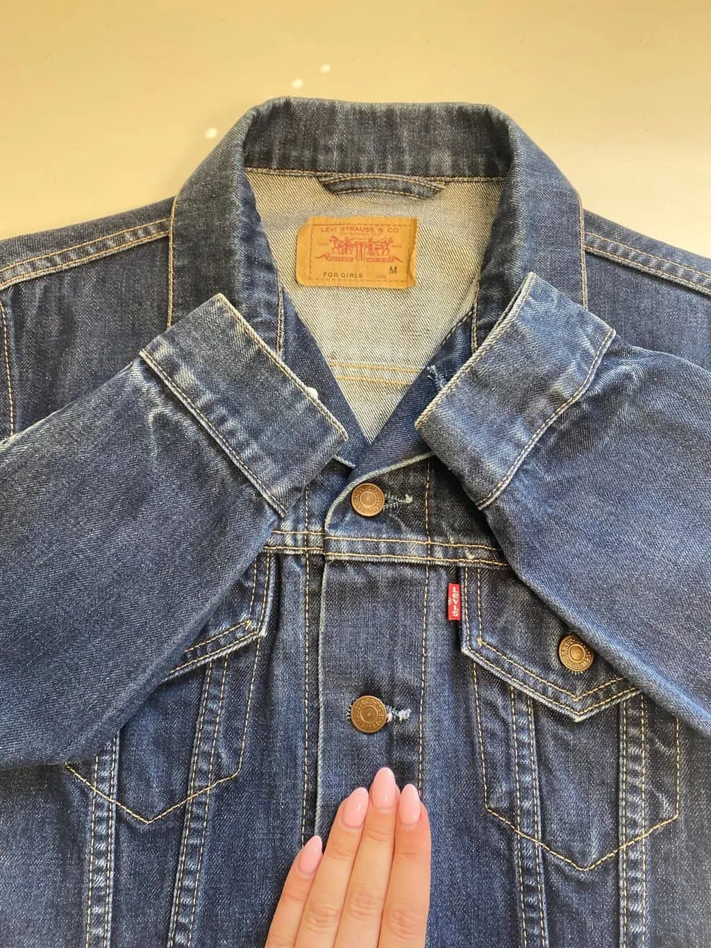 Girls Dark Blue Vintage Levis Denim Jacket - Small