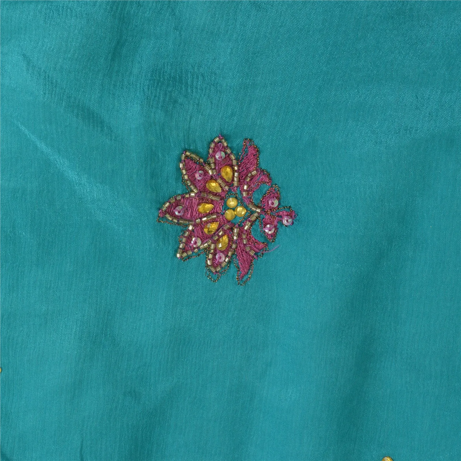 Vintage Silk Blue Dupatta Stole with Hand Beading