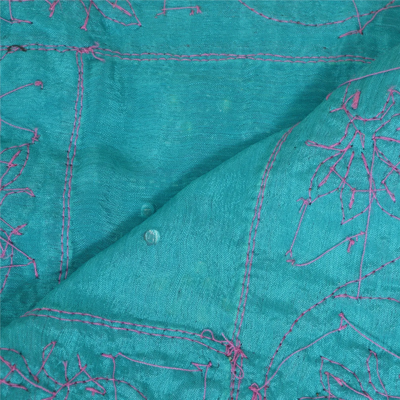 Vintage Silk Blue Dupatta Stole with Hand Beading