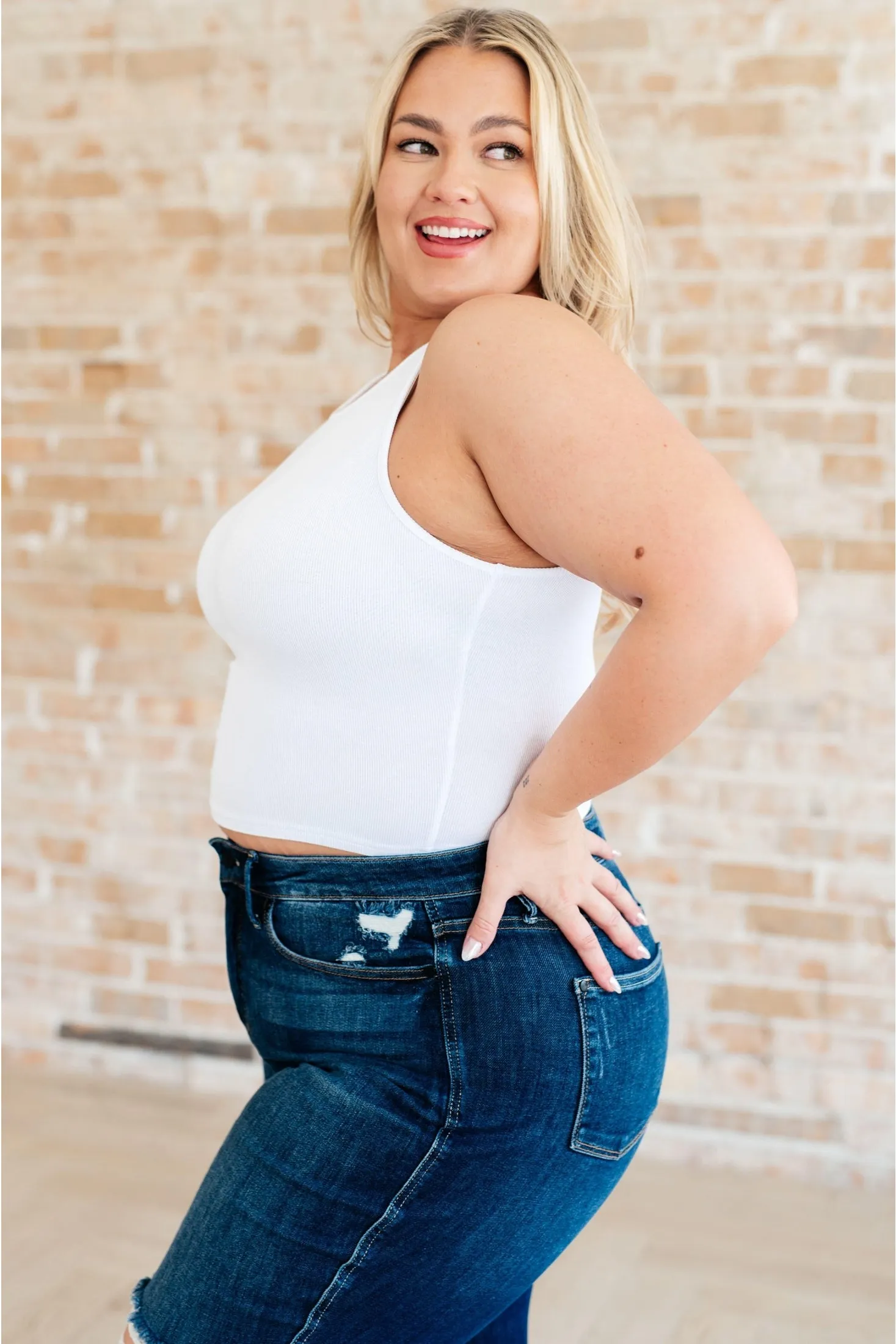 White Rib Knit Tank Top - Cream of the Crop