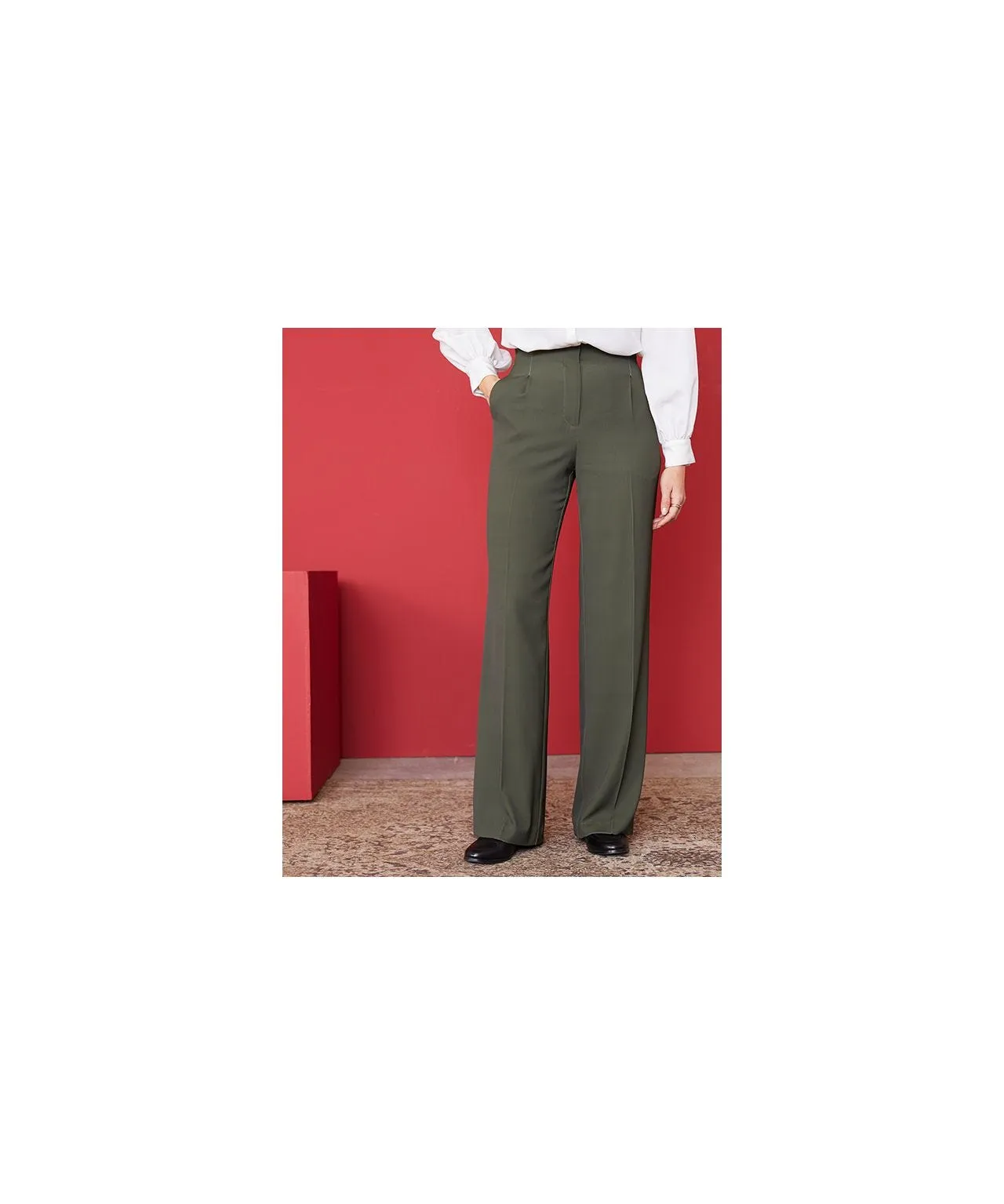 Pleated Wide-Leg Trousers