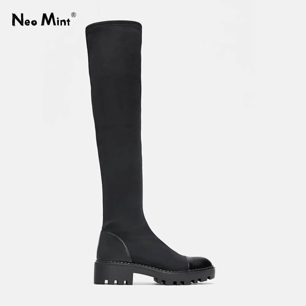 Winter Women's Knee High Platform Stretch Boots Long Boots Over the Knee Sock Boots