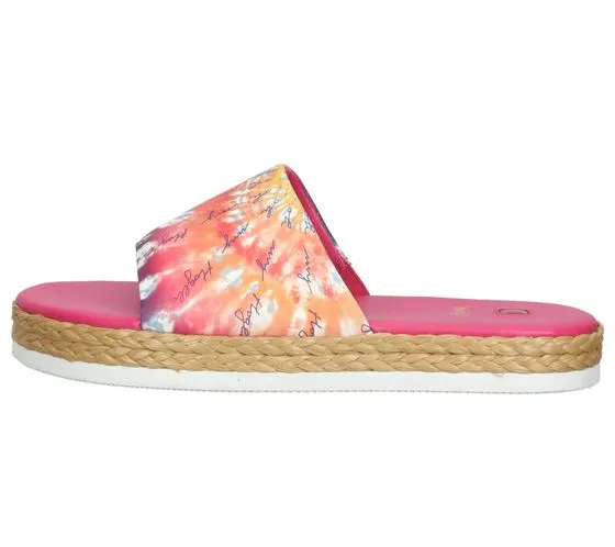 Women's Beach Mules with Batik Print in Brown or Pink