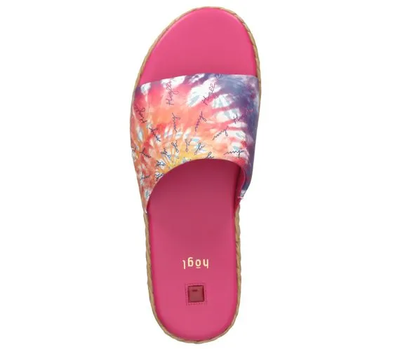 Women's Beach Mules with Batik Print in Brown or Pink