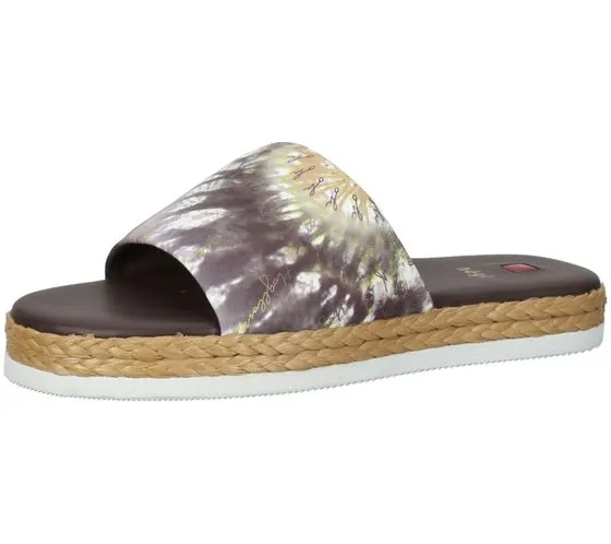 Women's Beach Mules with Batik Print in Brown or Pink