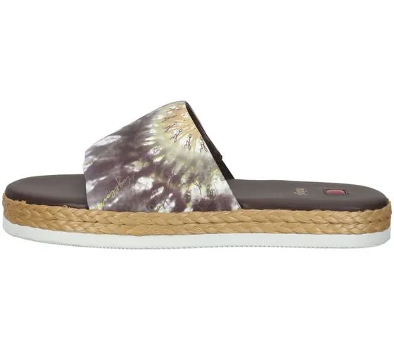 Women's Beach Mules with Batik Print in Brown or Pink