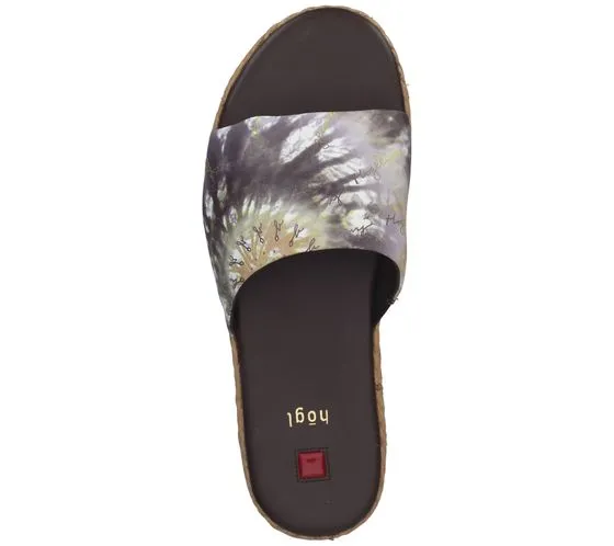 Women's Beach Mules with Batik Print in Brown or Pink