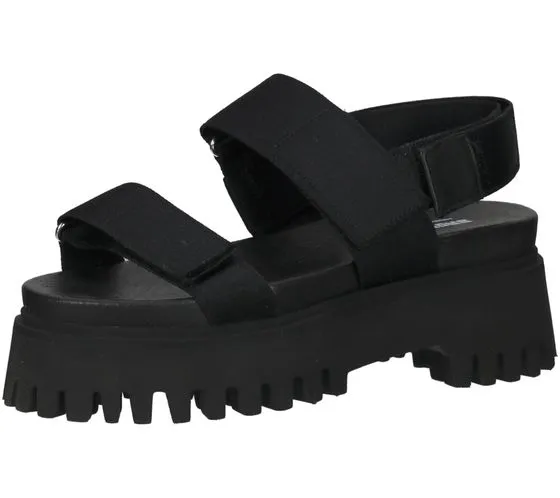 Women's Black Platform Sandals with Velcro Closure