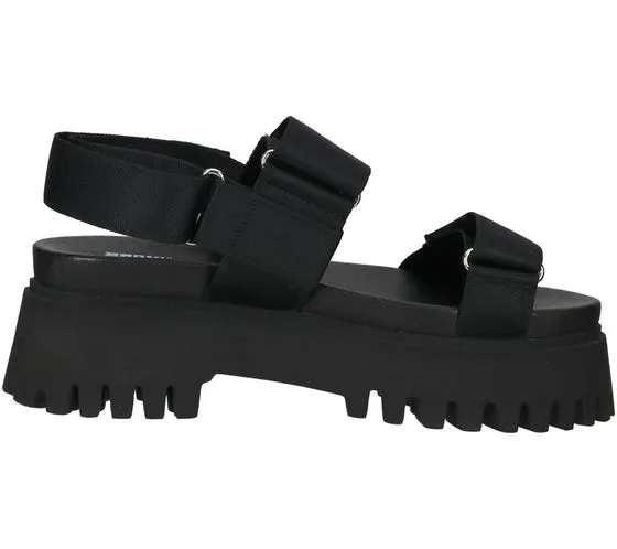 Women's Black Platform Sandals with Velcro Closure