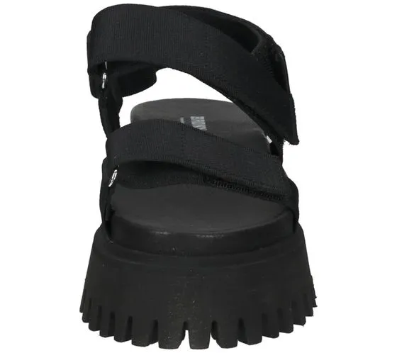 Women's Black Platform Sandals with Velcro Closure