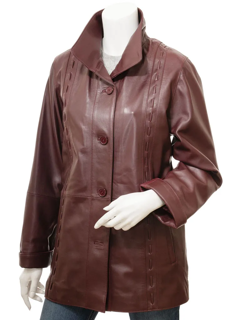 WOMEN'S BURGUNDY LEATHER JACKET: CULLMAN