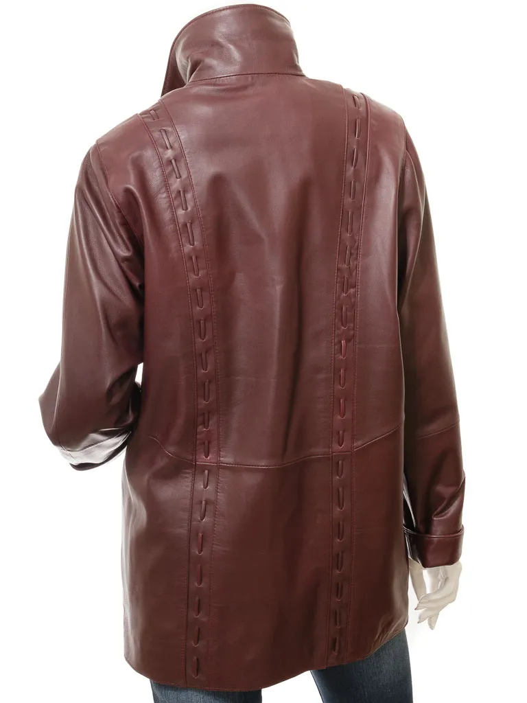 WOMEN'S BURGUNDY LEATHER JACKET: CULLMAN