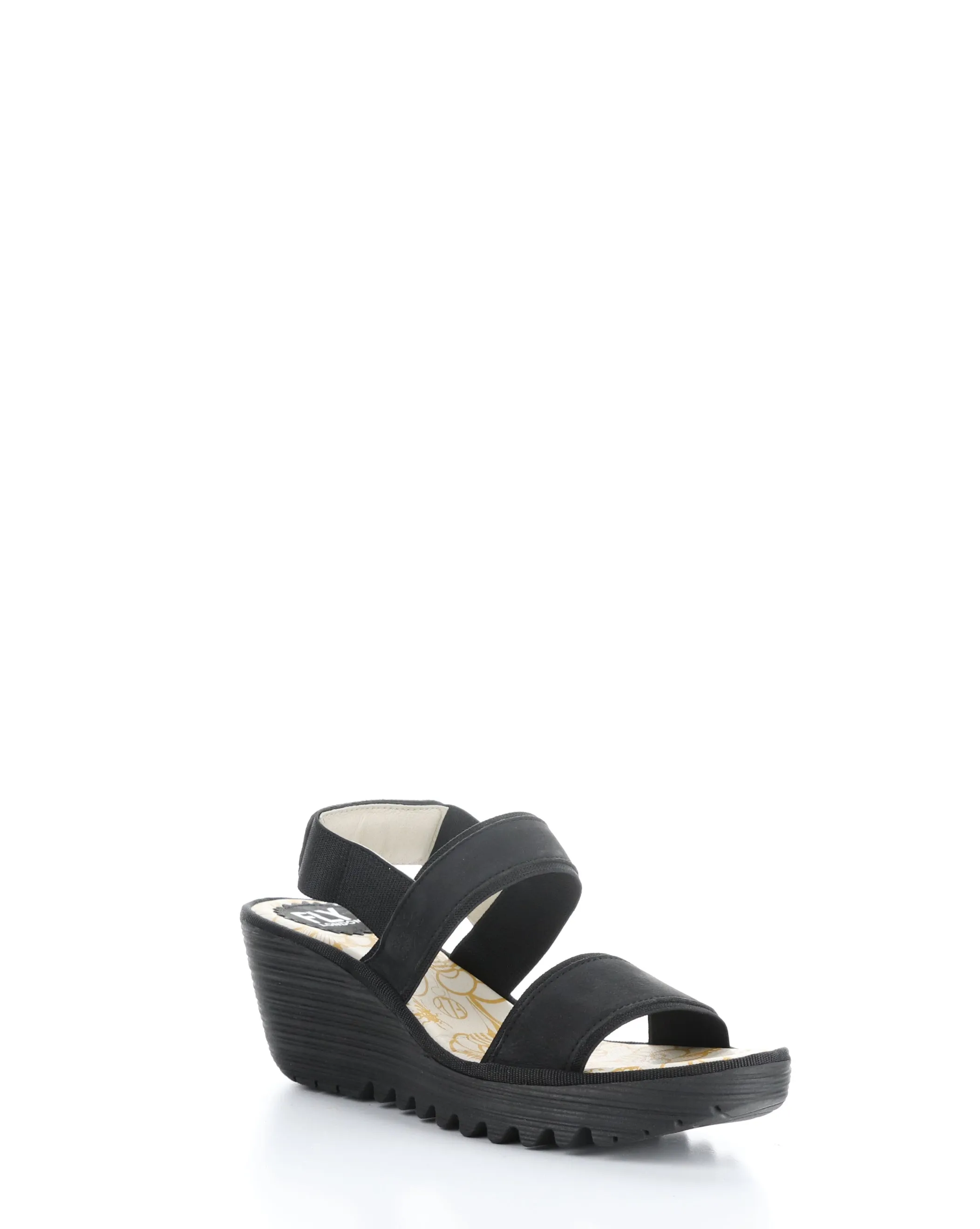 YACO416FLY Black Elasticated Sandals