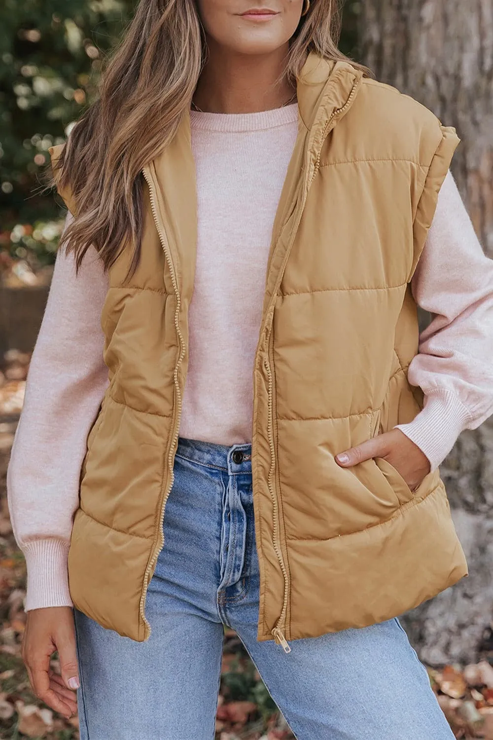 Zippered Vest Jacket with Pockets